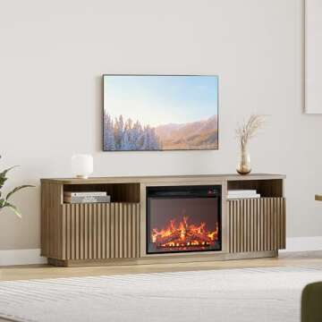 Stylish BELLEZE TV Stand with 23" Fireplace Heater
