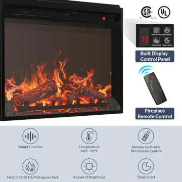 Stylish BELLEZE TV Stand with 23" Fireplace Heater