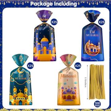 100 Pcs Ramadan Goodie Bags for Eid Mubarak Celebrations