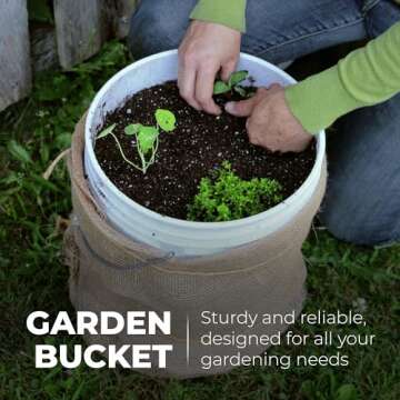 EconoHome 5-Gallon White Bucket Pail Container with Lid | Metal Handles with Plastic Grip for Easy Carrying | Easy Stack and Store | Heavy-Duty Extra Durable | Food Grade | BPA Free - 1 Pack