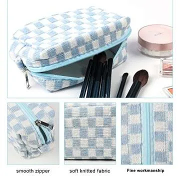 yisinuoo Large Makeup Zipper Pouch Cute Portable Travel Cosmetic Organizer for Women and Girls (Blue)
