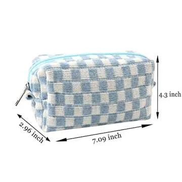 yisinuoo Large Makeup Zipper Pouch Cute Portable Travel Cosmetic Organizer for Women and Girls (Blue)