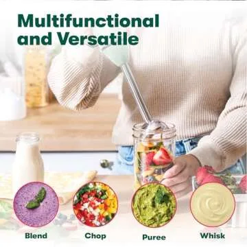 bella Immersion Blender, Portable Mixer and Emulsifier with Whisk Attachment, 2 Speed, Electric Handheld Juicer, Shakes, Baby Food and Smoothie Maker, Stainless Steel, BPA Free, 250 Watt, Sage