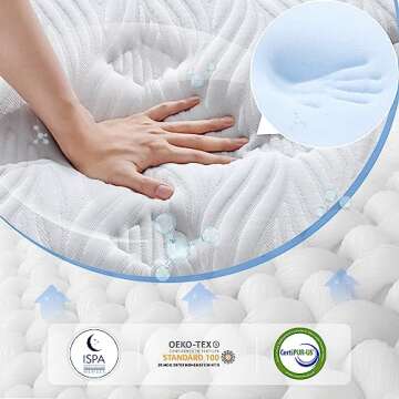 Avenco Queen Size Mattress, 12 Inch Hybrid Mattress with Gel Memory Foam, Comfort Foam and Individually Pocket Innerspring Queen Mattress for Motion Isolation & Edge Support, CertiPUR-US Certified