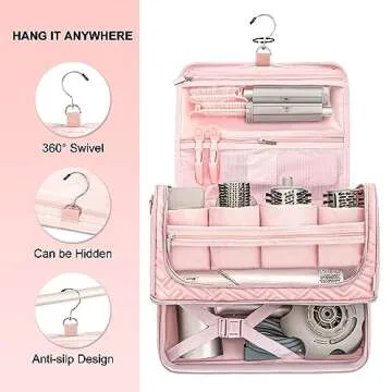 Leudes Shark Flexstyle Carrying Case Dyson Air Wrap Travel Case Large Holder Hair Styler Organizer for Airwrap Attachments Storage Bag with Hanging Hook (Bag Only) (Pink-Large)