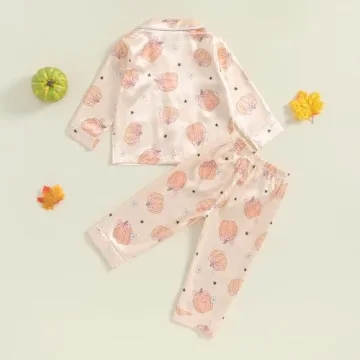 Kayotuas Halloween Pajamas Toddler Girl Pumpkin Ghost Set