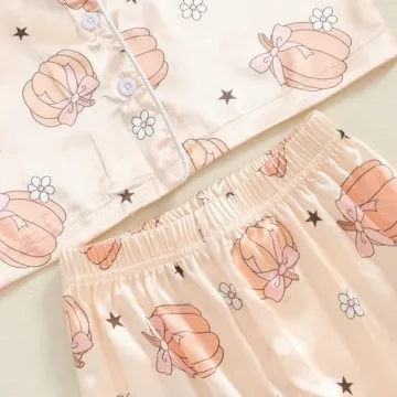 Kayotuas Halloween Pajamas Toddler Girl Pumpkin Ghost Set