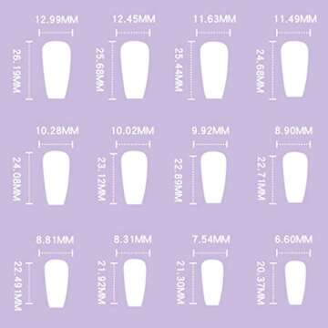 Aksod Colorful Press on Nails Matte Long Coffin Fake Nails Desinged Pink Artificial Flower False Nails Full Cover Rustic Ballerina Nails Tips for Women and Girls 24Pcs (C)