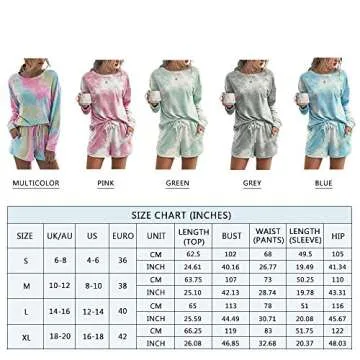 PRETTYGARDEN Women's Casual Tie Dye Pajama Set - Medium