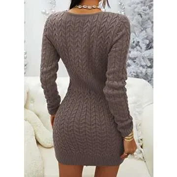 Elegant Veatzaer Women's Zipper Sweater Dress for All Occasions