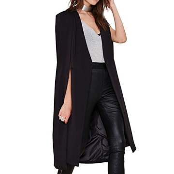 Elegant Open Front Cape Trench Duster Coat for Women