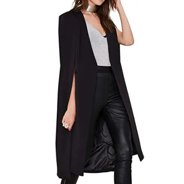 Elegant Open Front Cape Trench Duster Coat for Women
