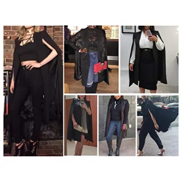 Elegant Open Front Cape Trench Duster Coat for Women