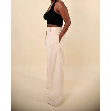 The Drop Women's Crème Brulee Wide Leg Pleated Twill Pant by @highlowluxxe, S