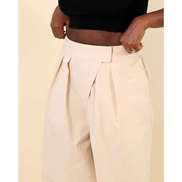 The Drop Women's Crème Brulee Wide Leg Pleated Twill Pant by @highlowluxxe, S