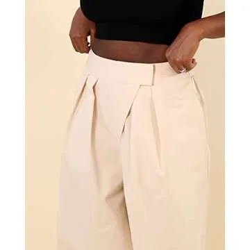 The Drop Women's Crème Brulee Wide Leg Pleated Twill Pant by @highlowluxxe, S
