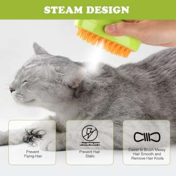 3-in-1 Steamy Pet Brush for Cats and Dogs