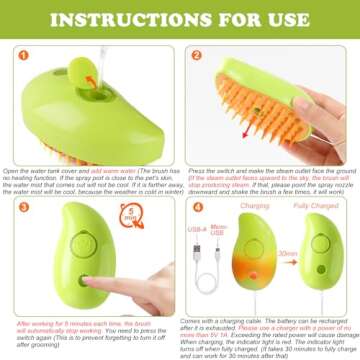 3-in-1 Steamy Pet Brush for Cats and Dogs