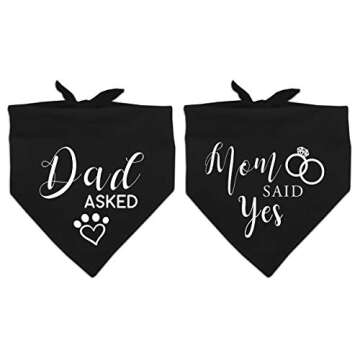 Yangmics Direct Dad Asked Mom Said Yes Dog Black Bandana Pet Wedding Triangle Bibs Engagement Announ...