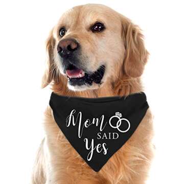 Yangmics Direct Dad Asked Mom Said Yes Dog Black Bandana Pet Wedding Triangle Bibs Engagement Announcement Gifts for Small Medium Large Dog Puppy
