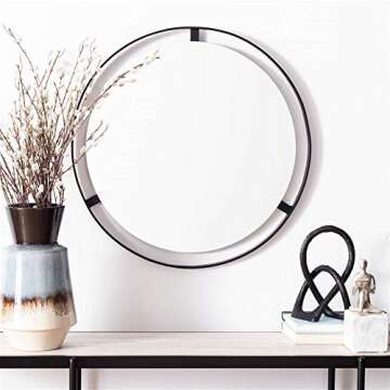 SAFAVIEH Home Radlin Matte Black Round 22-inch Decorative Accent Mirror