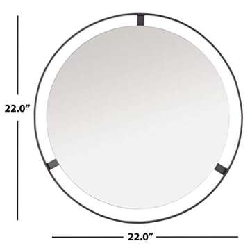 SAFAVIEH Home Radlin Matte Black Round 22-inch Decorative Accent Mirror