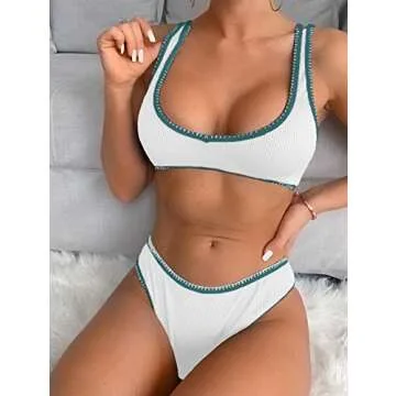 ZAFUL ribbed braided Bikini Textured Knotted Swimwear