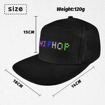 Bluetooth LED Hat Display Message Funny LED Caps for Party Mystery Black