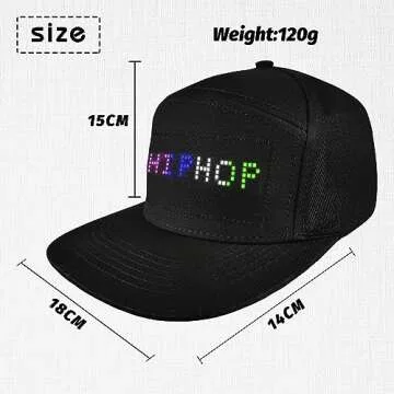 Bluetooth LED Hat Display Message Funny LED Caps for Party Mystery Black