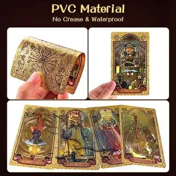 Jsbby Gold Foil Tarot Cards with Guide Book, PVC Durable Waterproof Tarot Deck for Beginners and Professionals