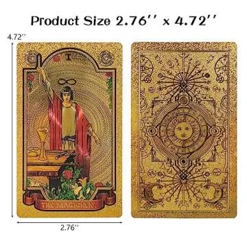 Jsbby Gold Foil Tarot Cards with Guide Book, PVC Durable Waterproof Tarot Deck for Beginners and Professionals