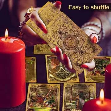Jsbby Gold Foil Tarot Cards with Guide Book, PVC Durable Waterproof Tarot Deck for Beginners and Professionals