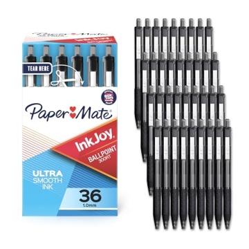 Paper Mate InkJoy 300RT Retractable Ballpoint Pens, Medium Point (1.0mm), Black, Pack of 36, Ideal f...