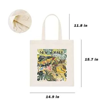 Aesthetic Canvas Tote Bag Women The New Yorker Tote Bag Cute Tote Bags Book Tote Beach Bags Reusable Shopping Grocery Bag