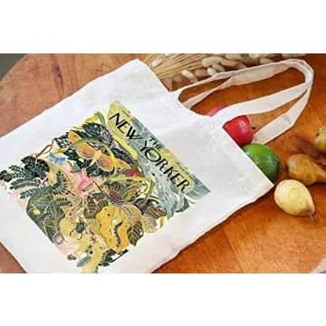 Aesthetic Canvas Tote Bag Women The New Yorker Tote Bag Cute Tote Bags Book Tote Beach Bags Reusable Shopping Grocery Bag