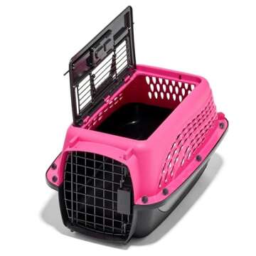 Petmate Two Door Pet Kennel for Pets up to 15 Pounds, Pink/Black, 19" Long, Made in USA