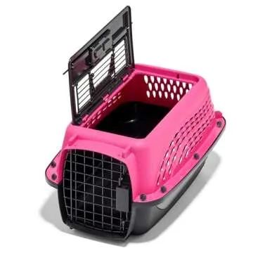 Petmate Two Door Pet Kennel for Pets up to 15 Pounds, Pink/Black, 19" Long, Made in USA