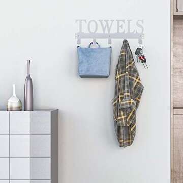 Over The Door Hooks for Bathroom, Towel Rack Holder for Bedroom Kitchen Pool Beach Bathrobe Wall Mount Hang on The Door Cabinet Cupboard (Silver Grey)