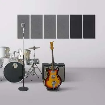 UMIACOUSTICS 4 PCS Acoustic Panels, 2“ Thick 23.6" x 11.8" Fiberglass Sound Proof Wall Panels, Self-adhesive Sound Absorbing Panels for Studios, Office, Home Theater. Deep Black