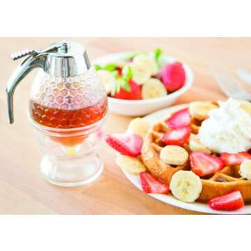 Fox Run Warming Base Glass Honey and Syrup Dispenser, 1 Count (Pack of 1), Clear