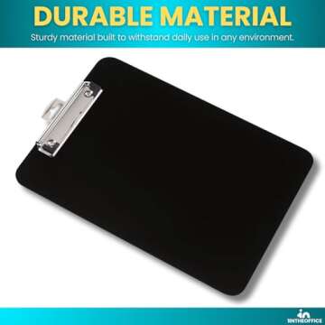 1InTheOffice Clipboards - Black 9x12 Clipboard, Plastic Clipboards, 4 Pack