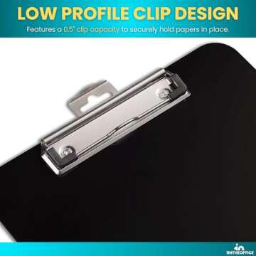 1InTheOffice Clipboards - Black 9x12 Clipboard, Plastic Clipboards, 4 Pack
