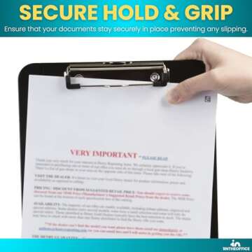 1InTheOffice Clipboards - Black 9x12 Clipboard, Plastic Clipboards, 4 Pack