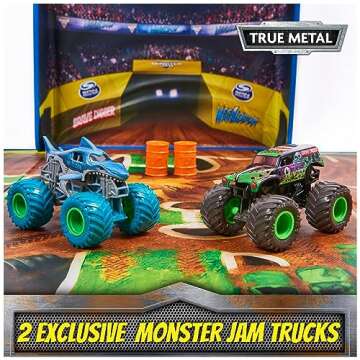 Monster Jam, Ultimate Arena Playmat & Storage with 2 Exclusive Monster Trucks, 1:64 Scale, 20 Accessories, Kids Toys for Boys and Girls Ages 4 and Up