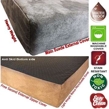 Dogbed4less Extra Large Orthopedic Gel Memory Foam Dog Bed, Waterproof Liner, Machine Washable Cover and Extra Pet Bed Case, 40X35X4 Inches