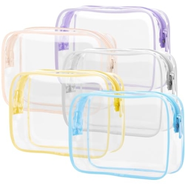 PACKISM Clear Toiletry Bag, 5 Pack TSA Approved Toiletry Bag Quart Size Bag, Travel Makeup Cosmetic ...