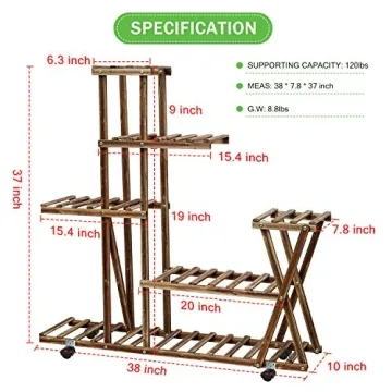cfmour Wood Plant Stand Indoor Outdoor Multi Tier Shelf