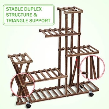 cfmour Wood Plant Stand Indoor Outdoor Multi Tier Shelf