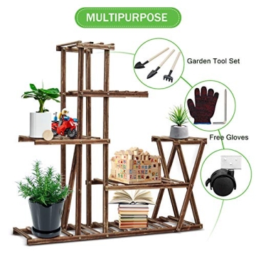 cfmour Wood Plant Stand Indoor Outdoor Multi Tier Shelf