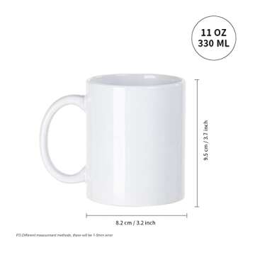 PYD Life 8 Pack Sublimation Mugs Blanks 11 OZ Coffee Mugs White Ceramic Photo Cups Bulk for Cricut M...